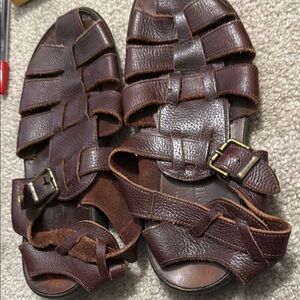 Women’s Sculpted Brown Leather Sandals 8
